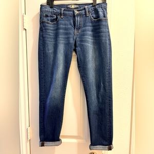 Lucky Brand mid rise, straight leg, medium blue denim jeans, size 27
